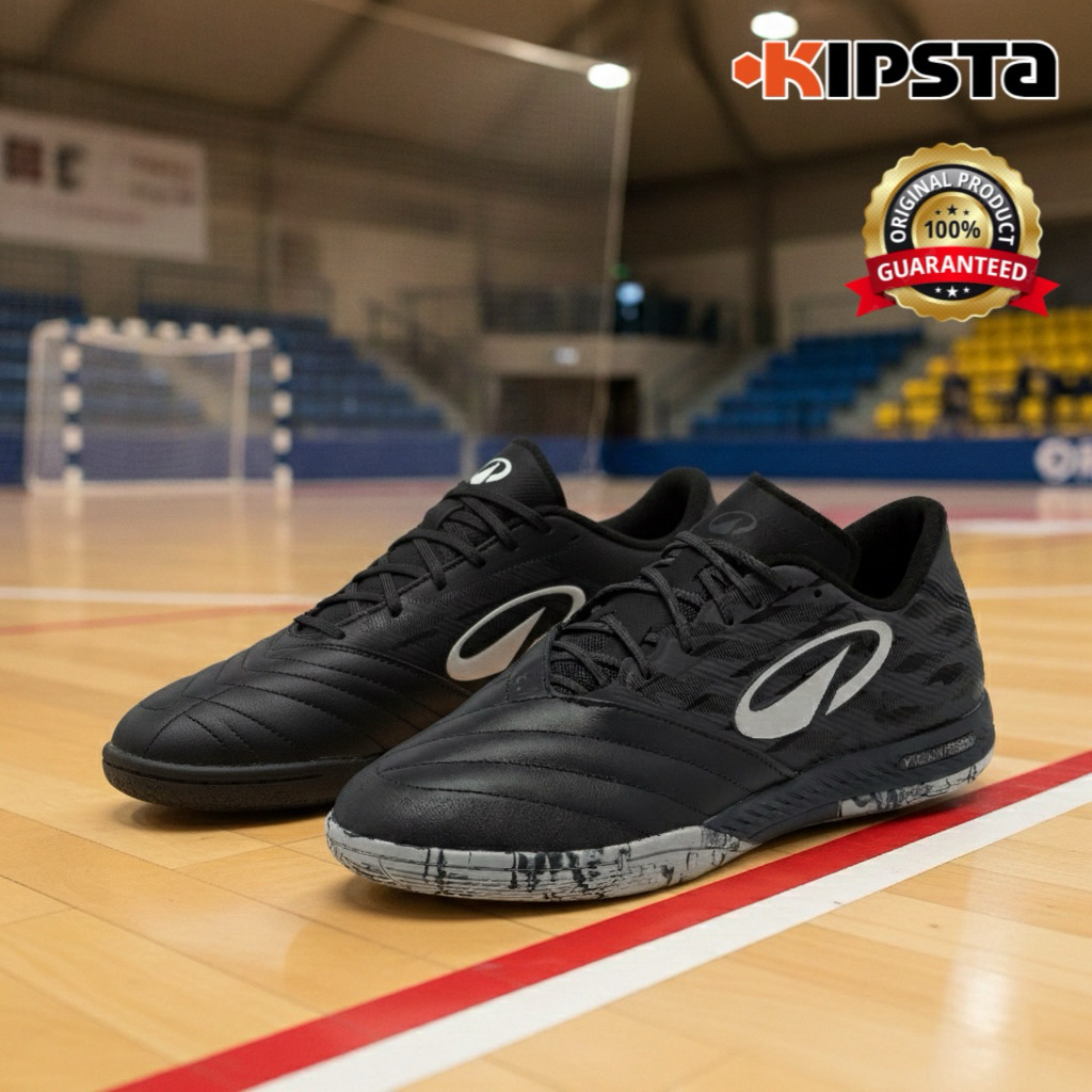 รองเท้าฟุตซอลสำหรับผู้ใหญ่ “มีไซส์ 39-45“ รุ่น Ginka Pro V2 (สีเทา/ดำ) KIPSTA