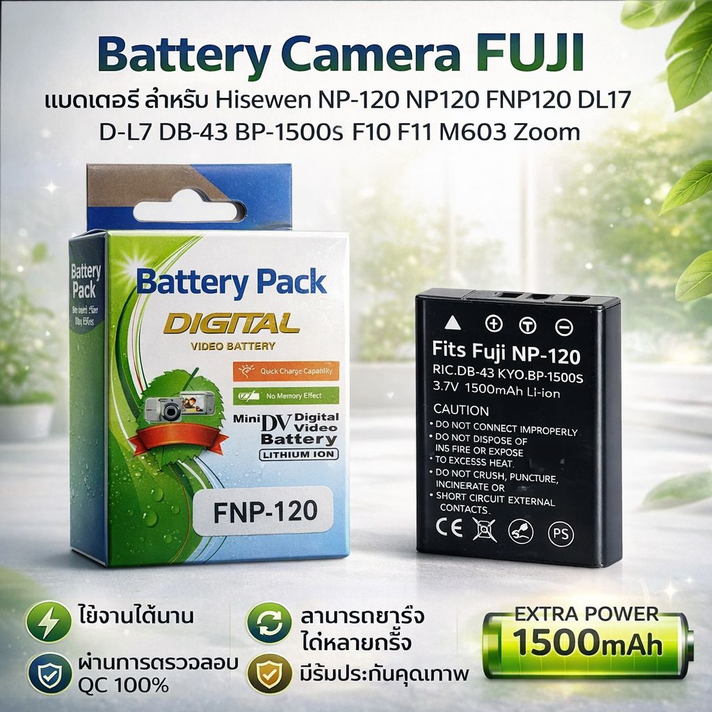 Battery Camera FUJI แบตเตอรี่สำหรับฟูจิ Hisewen NP-120 NP120 FNP120 DL17 D-L7 DB-43 BP-1500s  F10 F1