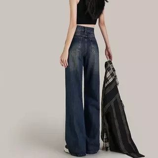 #629 (XS-6XL) jinjeans กางเกงยีนส์ขาม้าผ้าไม่ยืด ไซส์ใหญ่เอวสูง