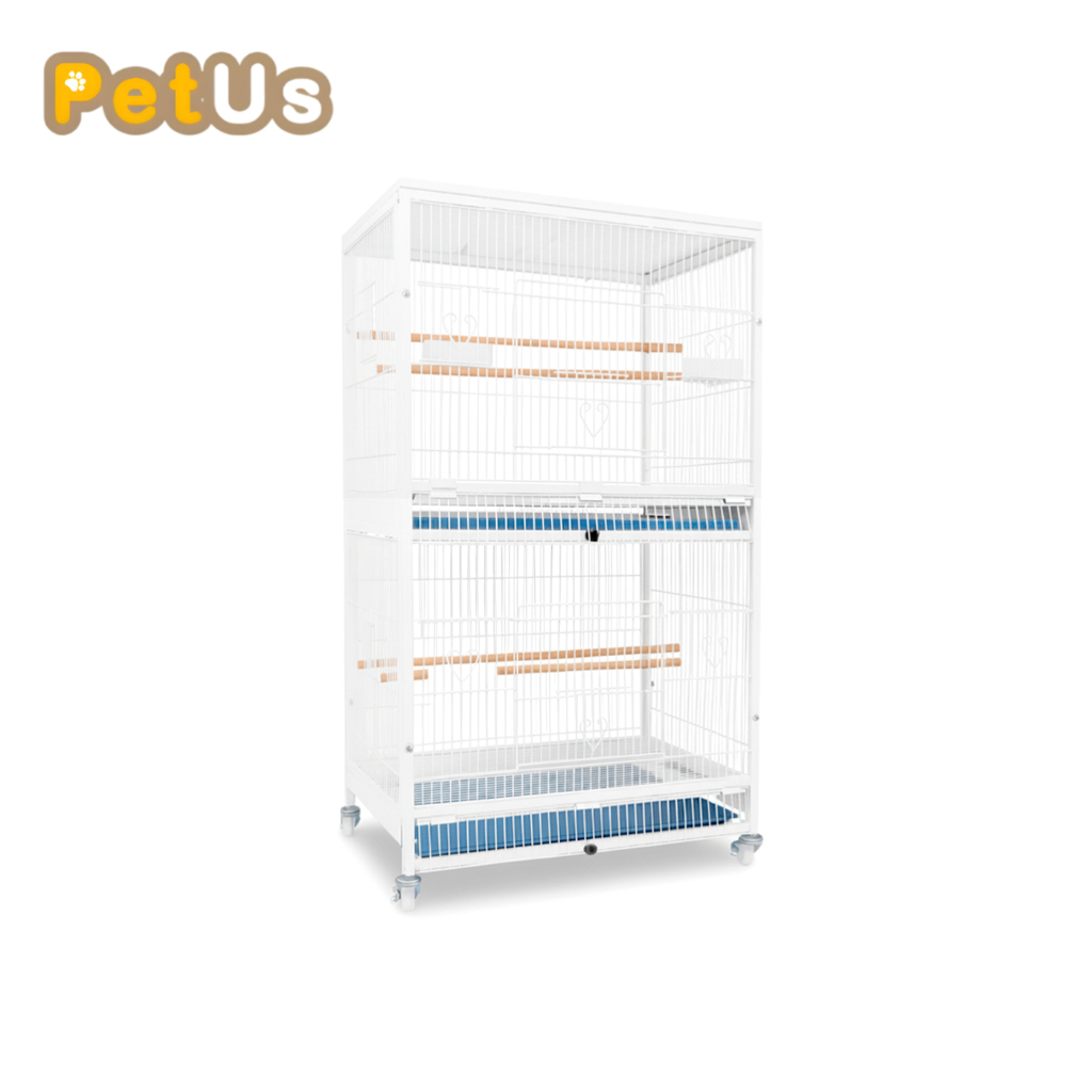 กรงนก 2 ชั้น กรงสัตว์เลี้ยง กรงกระรอก กรงชูการ์ ขนาดใหญ่ ซี่ห่าง 1.5 ซม. ทรงสูง เหล็กหนา แข็งแรง มี ให้เลือก 2 สี 2 ขนาด