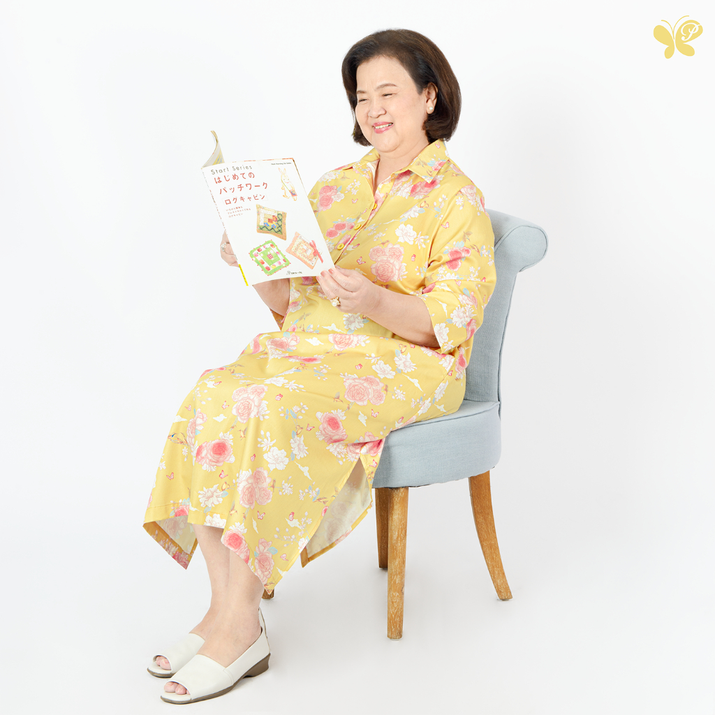 ชุดผู้สูงอายุ Shirt Dress - Lots of Love เดรสทรงหลวมพิมพ์ลายดอกกุหลาบและดอกมะลิ ผ้า Cotton 100% (Elderly Friendly)