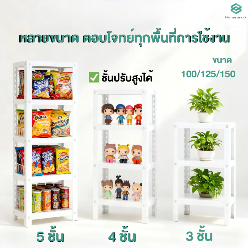 Homemark ชั้นวางเหล็กเข้ามุม มินิมอล ตกแต่งห้อง วางในครัว ห้องน้ำ ใช้งานเอนกประสงค์ วางต้นไม้ หนังสือ สีขาว ชั้นวางมุม