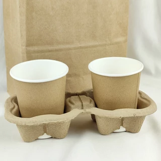 50-100ชิ้น ถาดวางแก้ว 2ช่อง ฉีกได้ ใส่แก้วกาแฟ แก้วพลาสติก แก้วกระดาษ แข็งแรง พกง่าย เหมาะเดลิเวอรี่