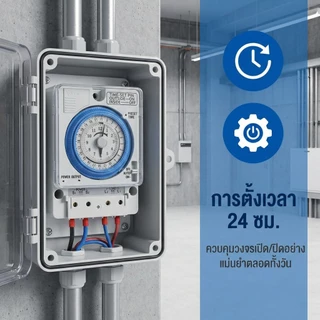 ตัวจับเวลาไฟ TB-388 แบบกลไก 24 ชั่วโมง มีแบตสำรอง กันน้ำ ใช้งานได้ต่อไฟดับ สำหรับไฟถนน/ป้ายโฆษณา/อุปกรณ์โรงงานใช้งานง่าย