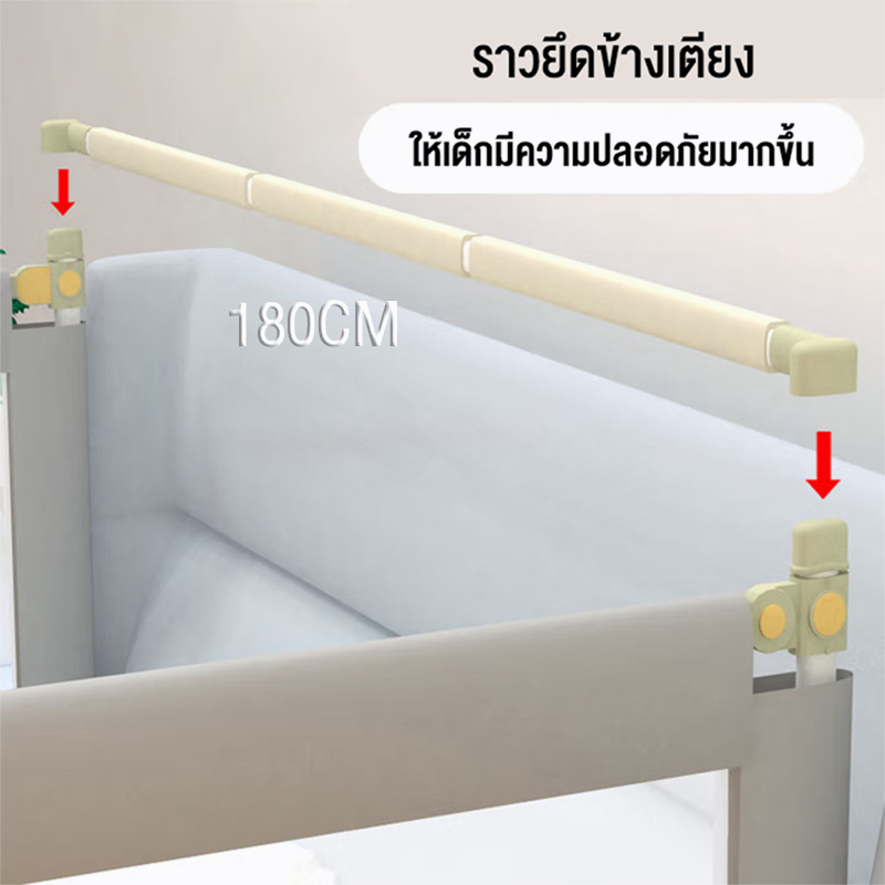 ที่กั้นเตียง คอกกั้นเด็ก ปรับระดับได้ วัสดุไนล่อนตาข่าย ปลอดภัยไม่มีกลิ่น ใช้กับเตียงใหญ่ 5/6นิ้ว ราคา ถูกที่สุด ดีลบีเคเค แกลเลอรีภาพที่ 6