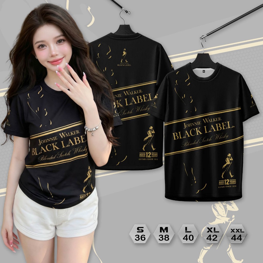 เสื้อคอกลมกีฬาลายแบล็กใส่สบายระบายอากาศผ้าไมโคร