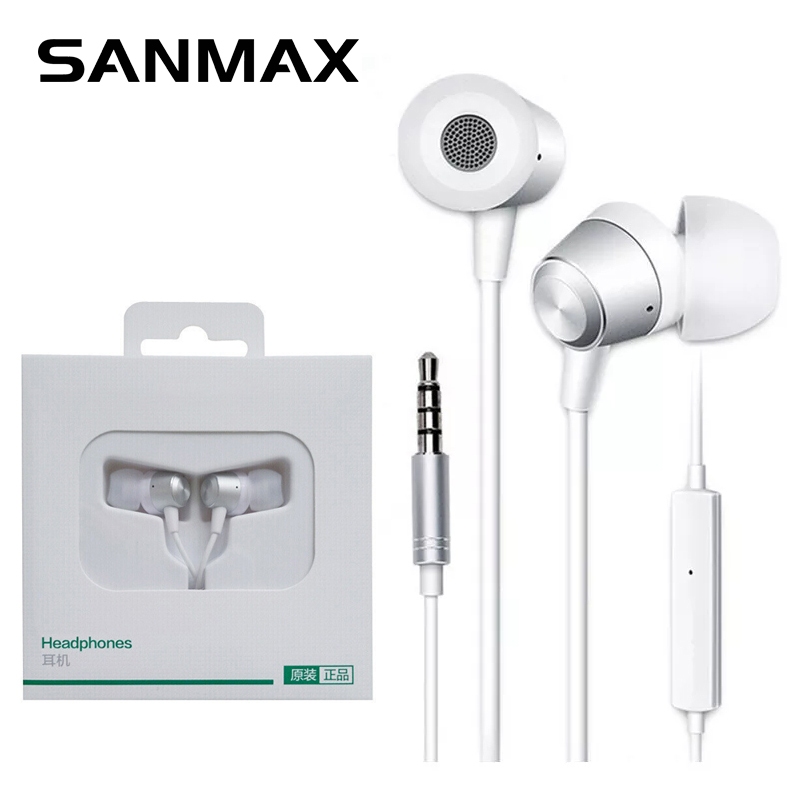 SANAMX หูฟัง 3.5mm MH130 คุณภาพสูง เสียงดีเยี่ยม คุณภาพระดับ ไมโครโฟนในตัว AA สำหรับ ios Android (รับประกัน 1 ปี)