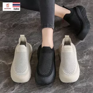 (S-1125) รองเท้าผ้าใบกีฬา แบบสวม รองเท้าวิ่ง แฟชั่น เสริมพื้นหนา น้ำหนักเบา นุ่ม สบาย ยืดหยุ่น ระบายอากาศได้ดี ใส่ทำงาน