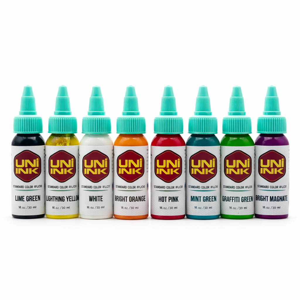 UNI INK สีสักแทททู Tattoo Ink 30 ml คุณภาพดี สีแน่นติดผิวง่าย ใช้ลงสีลายสักและไล่เฉดได้ ขวดบีบใช้งานสะดวก