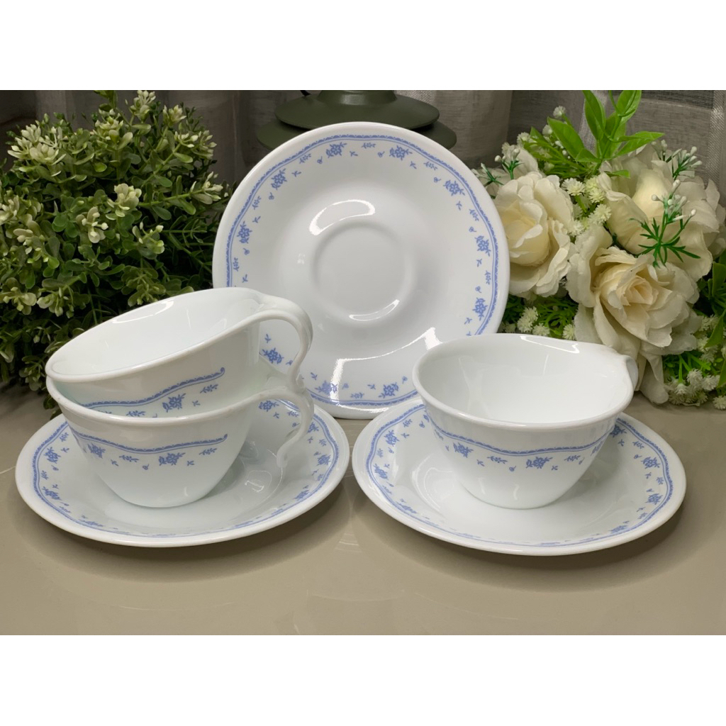 Corelle ชุดแก้วกาแฟงานสวยเนื้อเบามากค่ะผลิตและนำเข้าจาก USA นะคะ￼