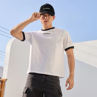 (ส่งด่วน กทม 4 ชม.) SLURBOYY Sunny Ringer Tee เสื้อยืดทรง Boxy เนื้อผ้าคอตตอน งานปัก (SB0851)