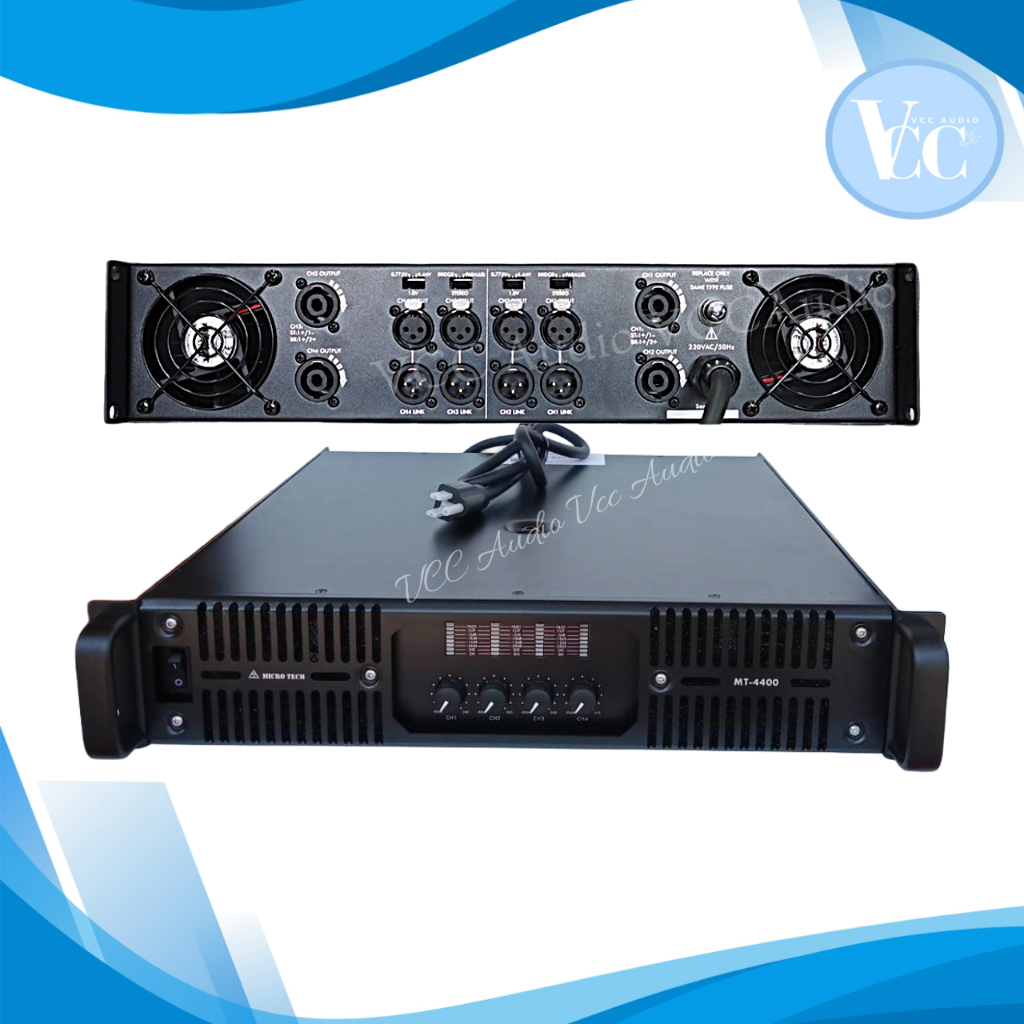 MICROTECH MT 4400 เครื่องขยายเสียง เพาเวอร์แอม4 แชลแนล 400W rms X4 8โอม