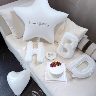 [ส่งด่วน] ลูกโป่งวันเกิด โทนสีขาว Happy Birthday (113)