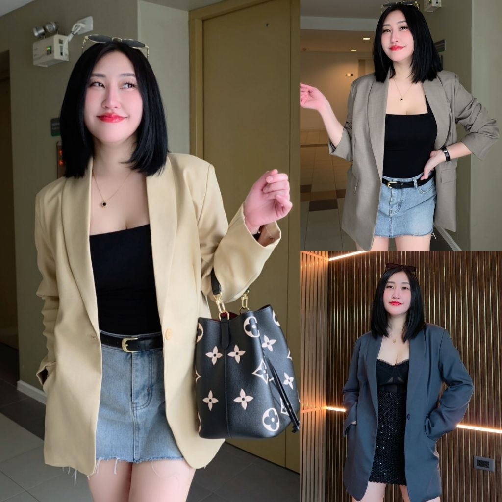 เสื้อสูทเบลเซอร์ รุ่น Roma(โรม่า) กระดุมเดียว ด้านหลังไม่ผ่า (One Amor Estable) ผ้าไม่หนา ใส่สบาย ไม่ร้อน