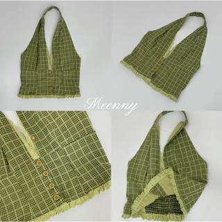 Meenny Closet | BT01 (มีSize) เสื้อคล้องคอลายสก็อต