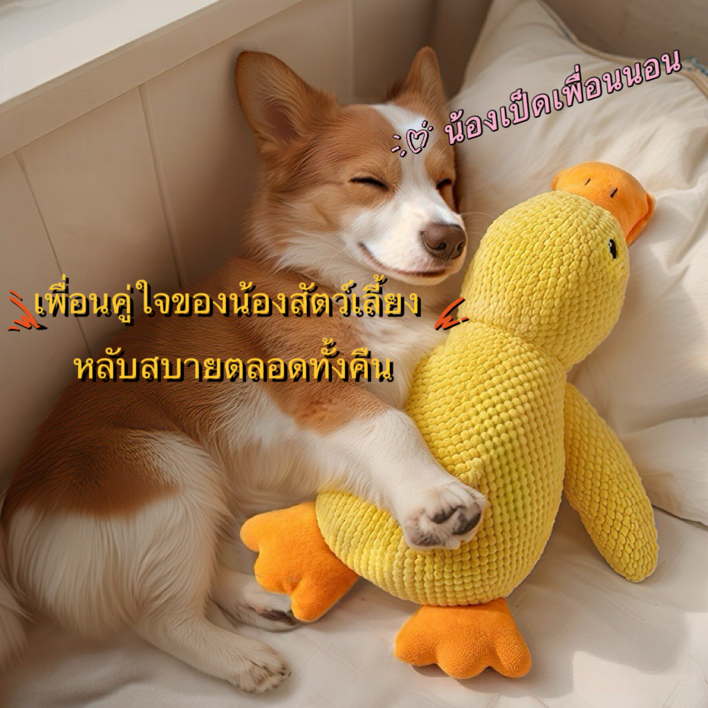 🐱เป็ด  ตุ๊กตาสัตว์เป็ดใหญ่ กัด/บีบ มีเสียง บี๊บๆ ของเล่นสุนัข ของเล่นหมา สําหรับทําความสะอาดฟัน และฟันกราม🐱