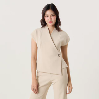 Friday Attire เสิ้อทบป้ายคอปีนเข้ารูปแต่งจี้ (Rosalin Top) (FT-092)
