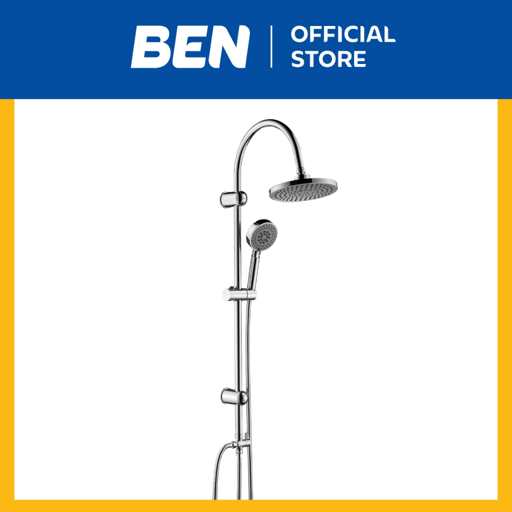 BEN NEW22-RAIN เรนชาวเวอร์น้ำเย็น/น้ำอุ่น 1 ระบบ ฝักบัวมือปรับน้ำ 5 ระบบ วัสดุแตนเลส สีโครเมียมเงา สายยาว150/120/60 cm