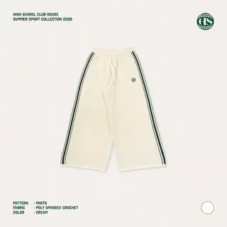 Highschool Summer Collection : Clubhouse Stripe Crochet Track Pants กาเกงขายาวแทร็คไหมพรม - BTB36019