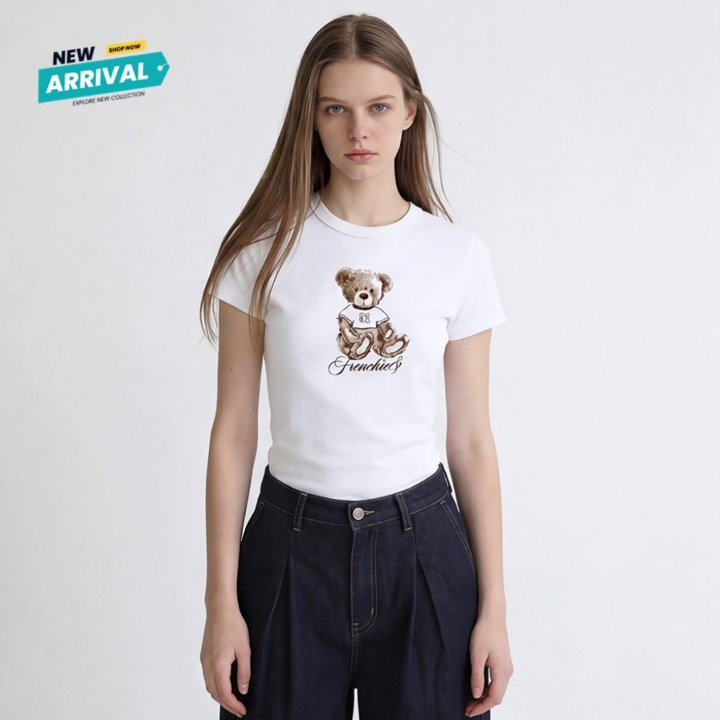 ESP เสื้อทีเชิ้ต เฟรนช์ชี่ ผู้หญิง สีน้ำตาลเข้ม | Frenchie Baby Tee | 06433
