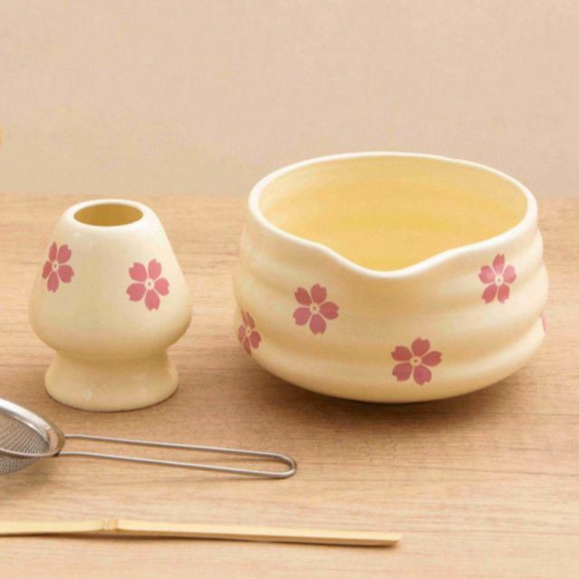 พร้อมส่ง ‼️🌸 ถ้วย Chawan Matcha Set 2 ชิ้น ชุดชงชาเขียวมัทฉะลายดอกไม้ Handmade เหมาะสำหรับเป็นของขวัญ