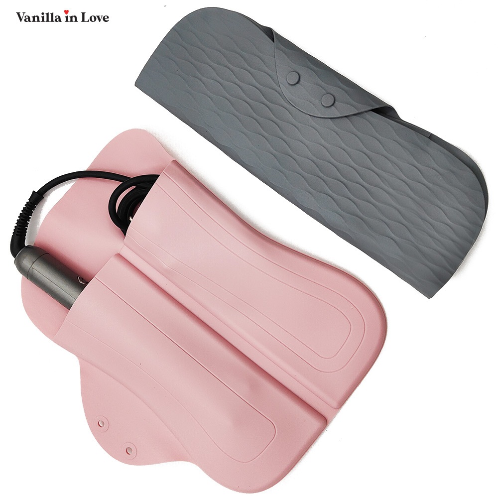 HB19 ซิลิโคนกันความร้อนวางที่หนีบผม ซิลิโคนเก็บไดร์ม้วนผม Silicone Mat Pouch For Curling Irons