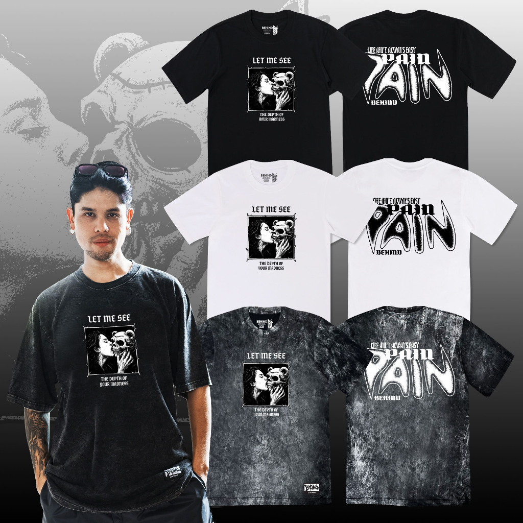 BEHIND เสื้อยืด “ LET ME SEE “ แขนสั้น แขนยาว แนวสตรีท Oversize เสื้อยืดชาย หญิง