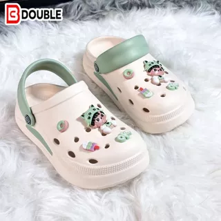 BB Double สาวน้อยการ์ตูน พาสเทลครีม-ชมพู จี้บิท 3D แมวใส่หมวก OK ขวดนม โดนัท แฟชั่นน่ารัก ใส่เดินเล่น ราคาถูกส่งไว