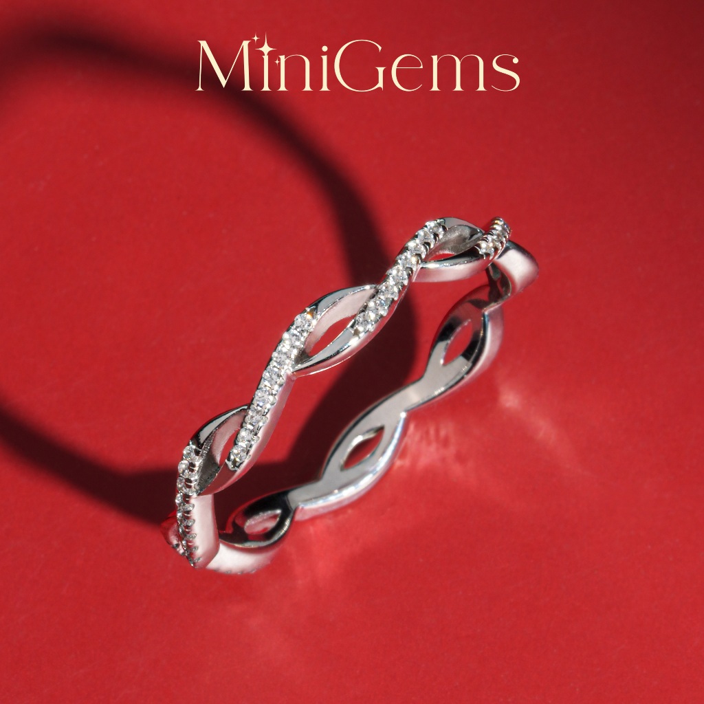 MiniGems แหวน เงินแท้ 92.5 เพชรสวิส(CZ) แหวนคู่ แหวนแต่งงาน แหวนผู้หญิง แหวนผู้ชาย 10740