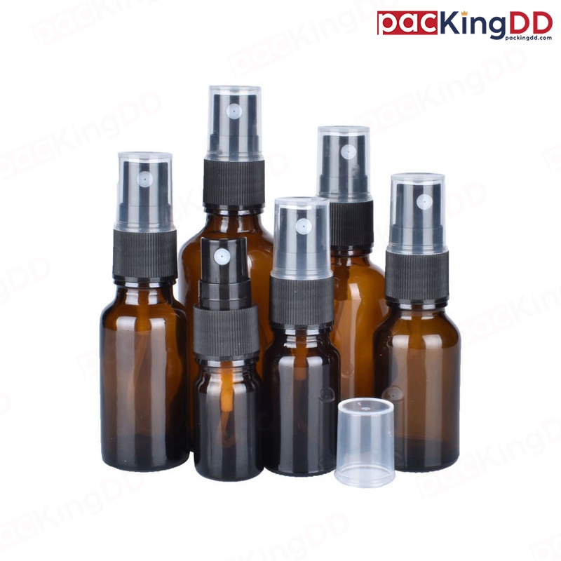 (แพ็ค 10 ชิ้น) ขวดแก้วสเปรย์ สีชา ขนาด 5-100 ml. P387 ขวดเปล่า ใส่น้ำหอม แอลกอฮอล์ PackingDD
