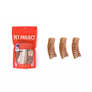 Pet Project หลอดลมวัวอบแห้ง Dehydrated Beef Tracheaขนมขัดฟันสุนัข 100% Natural