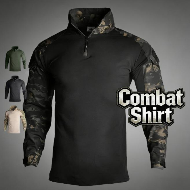 เสื้อ Combat Shirt เสื้อคอมแบท เสื้อยืดแขนยาวยุทธวิธีมีซิป ผ้านิ่มเบาสบาย คล่องตัว ป้องกันUV