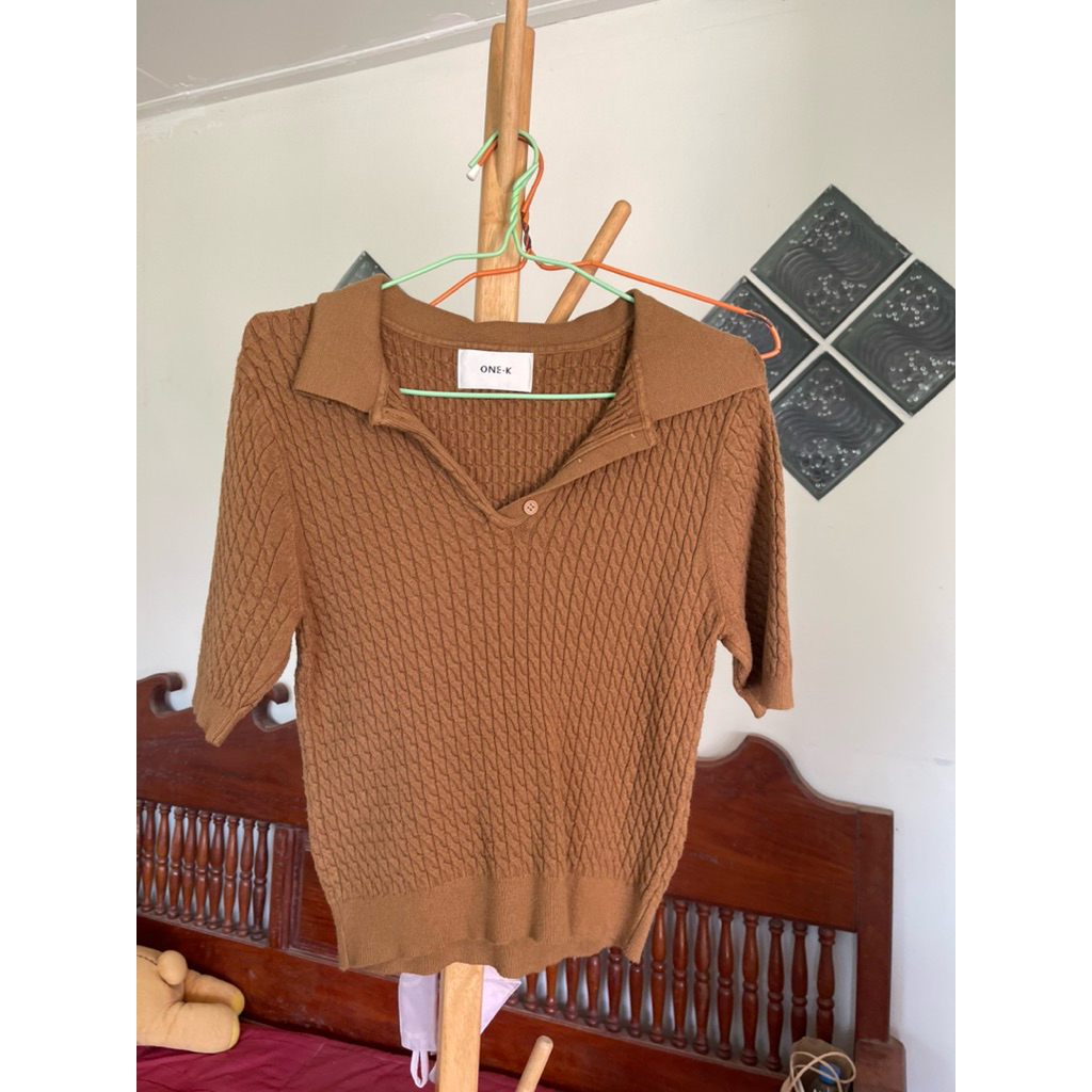 one-k เสื้อคอปกไหมพรม