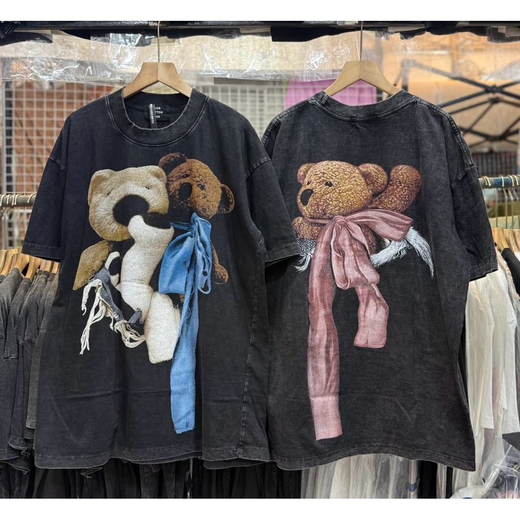 BKK011 นวมเสื้อยืดฟอกsnow_oversizedอก44-46ย28