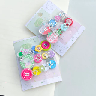 Twinnem-Handmade 🌀🍎⭐️กิ๊บติดผมกระดุม Whimsy Style,กิ๊บติดผม Y2K เครื่องประดับผมน่ารัก