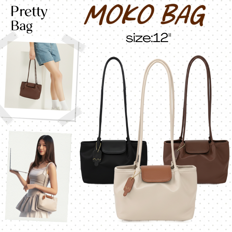 Moko Bag 3 สี🍮nylon shoulder bag 12" กระเป๋าไนลอนรุ่น ผ้าพรีเมี่ยม กันแดดกันฝน กระเป๋าสวยๆ