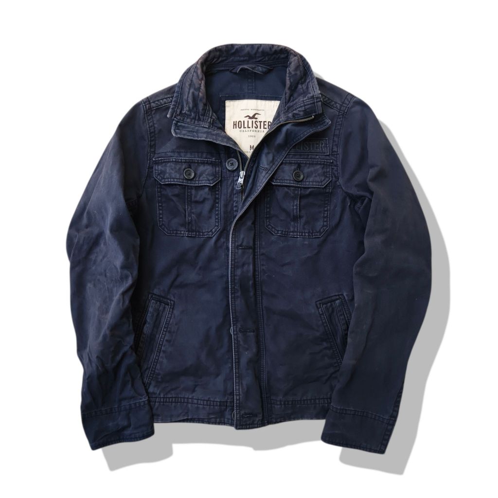 Hollister Navy Blues Full Zipper Jacket(M) มือสอง รอบอก 42”