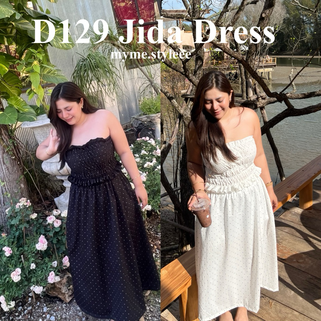 D129 Jida Dress เดรสลายจุดน่ารักสาวอวบ - myme.styleee