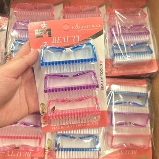[ขายยกโหล12แผง] แปรงขัดเท้า ขัดมือ ขัดเล็บ 1แผงมี3ชิ้น สีหวาน คละสี (รวมได้แปรง36ชิ้น)