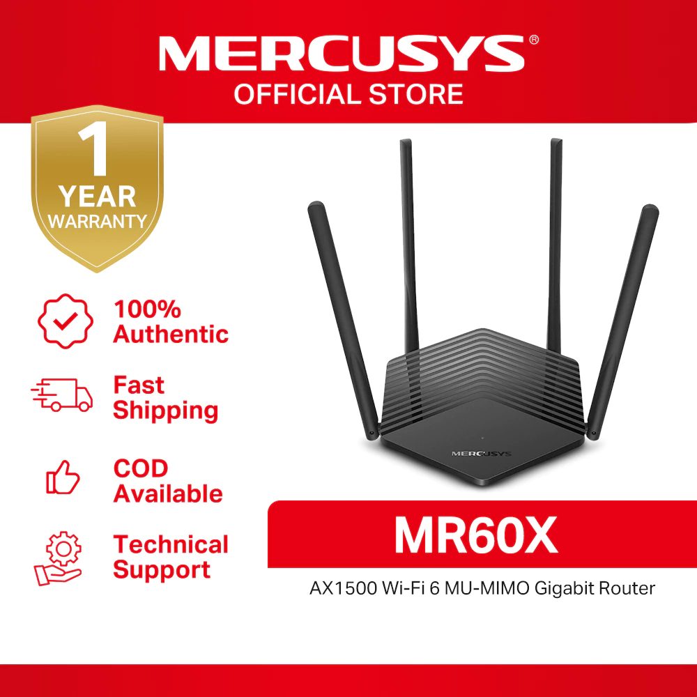 MERCUSYS (MR60X) AX1500 WiFi 6 Router ความเร็ว WiFi 6 ที่เหมาะสมสูงสุดถึง 1.5 Gbps