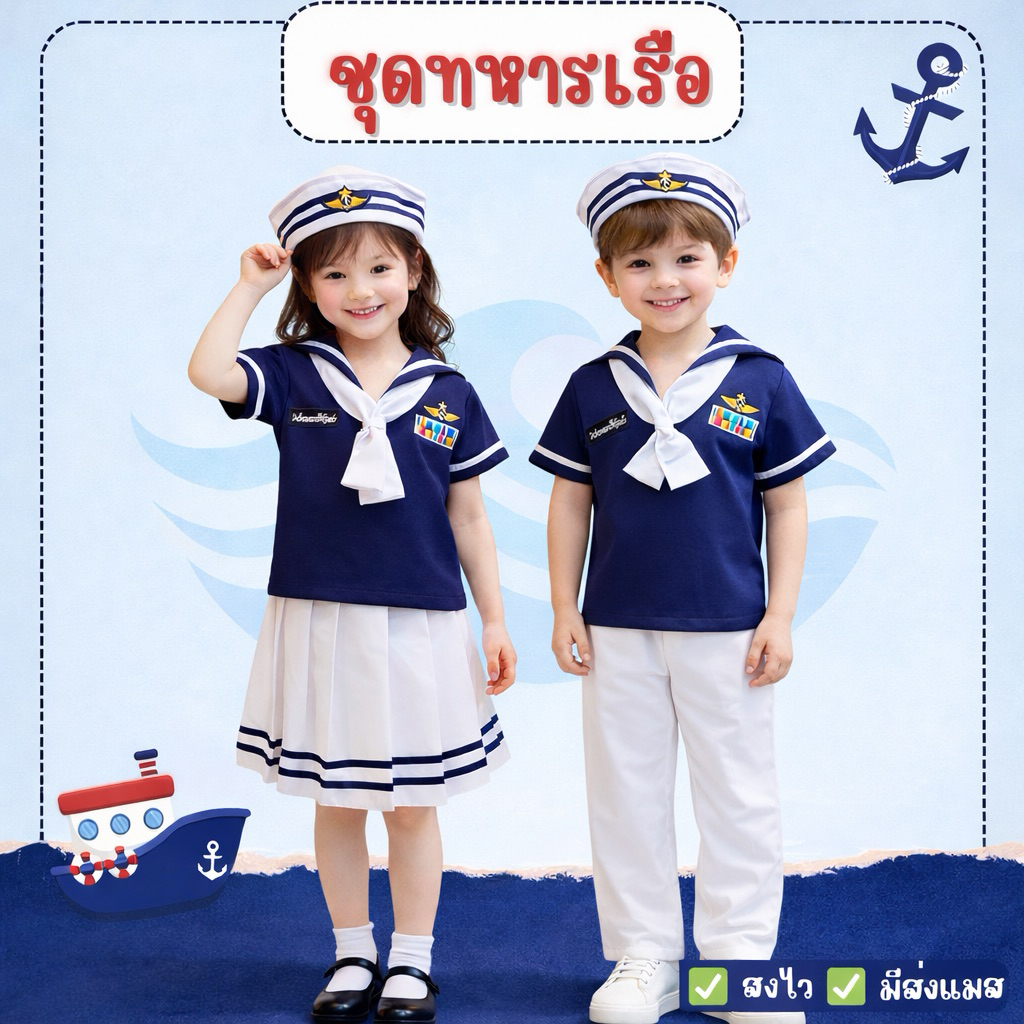 🔥ใหม่! ส่งไว จาก กทม🔥ชุดทหารเรือ ครบเซ็ท ชุดอาชีพเด็ก อาชีพในฝัน คอสเพลย์