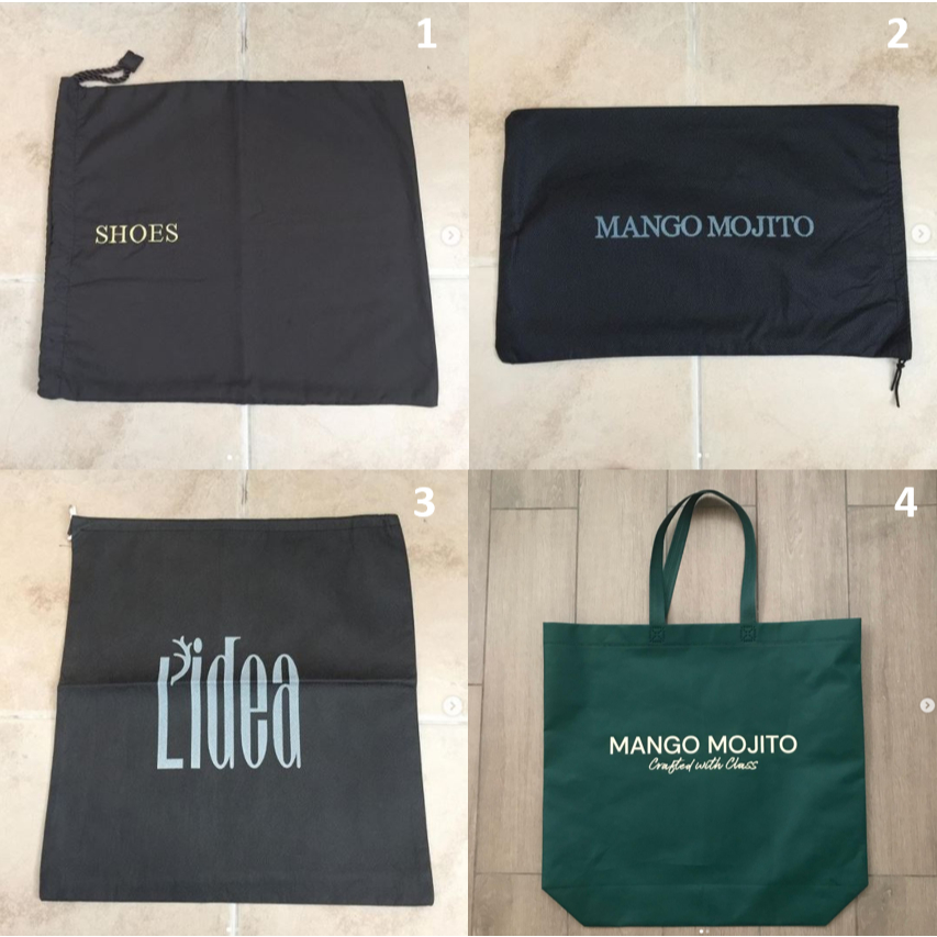 ถุงผ้า SHOES , MANGO MOJITO และ LIDEA ถุงใส่กระเป๋า ถุงรองเท้า ผ้าดี ถนอมของด้านในดี ช่วยยืดอายุ ของ