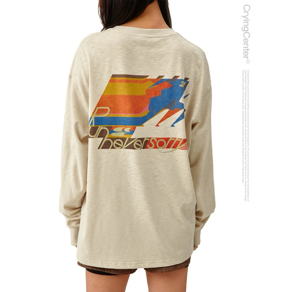 CryingCenter เสื้อยืดแขนยาวใส่สบายสำหรับวันชิลๆหรือวิ่งเพื่อจิตใจและร่างกาย Run Never Sorry Long Sleeve T-Shirt