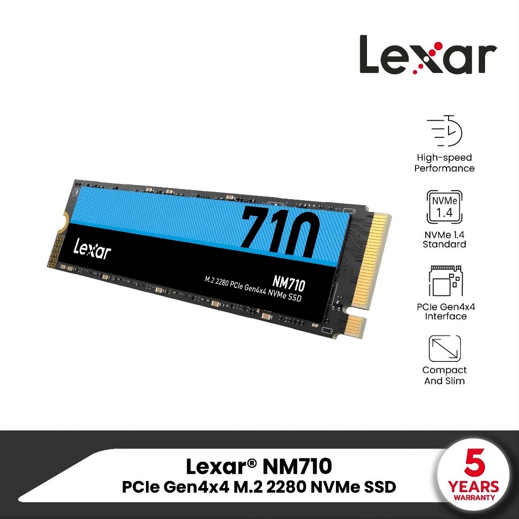 Lexar NM710 500GB SSD M.2 NVMe PCIe Gen4x4 2280 สำหรับ PC / Notebook (LNM710X500G-RNNNU) ใหม่ ประกัน
