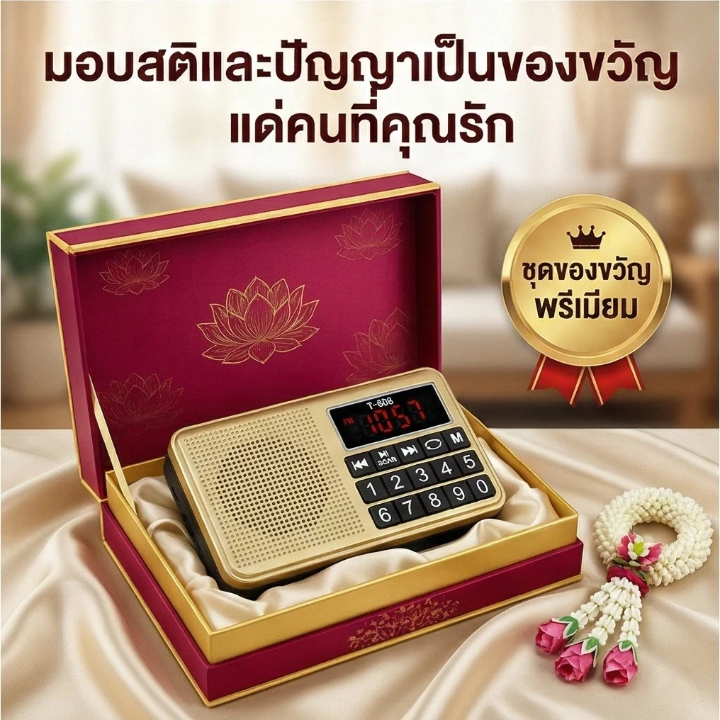 [ลด🔥8.8]ลำโพงวิทยุธรรมะ ปุ่มใหญ่ L-238B แถมข้อมูลธรรมะ 16GB ชุดบทสวดมนต์+พระธรรมะเทศนา 2,440 ไฟล์