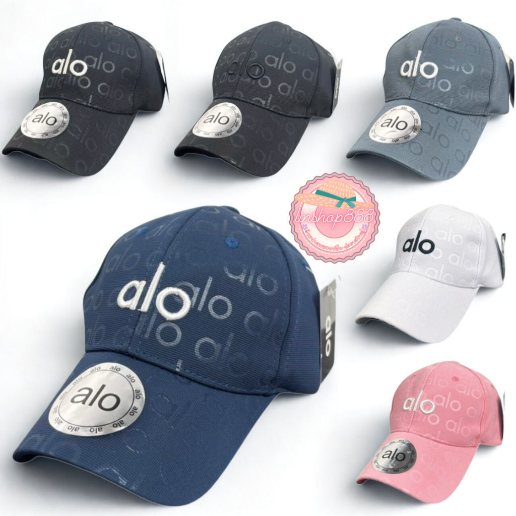 หมวกแฟชั่น ลายน้ำalo ปักตัวอักษรแน่นๆ ลายสวย มีสีให้เลือก 6 สี มีปลายทาง