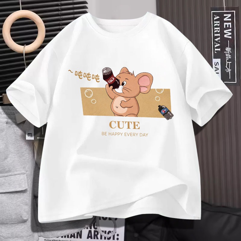 D1324เสื้อยืดแขนสั้น ใส่ได้ทั้งชายและหญิง ลายแฟชั่นสวย