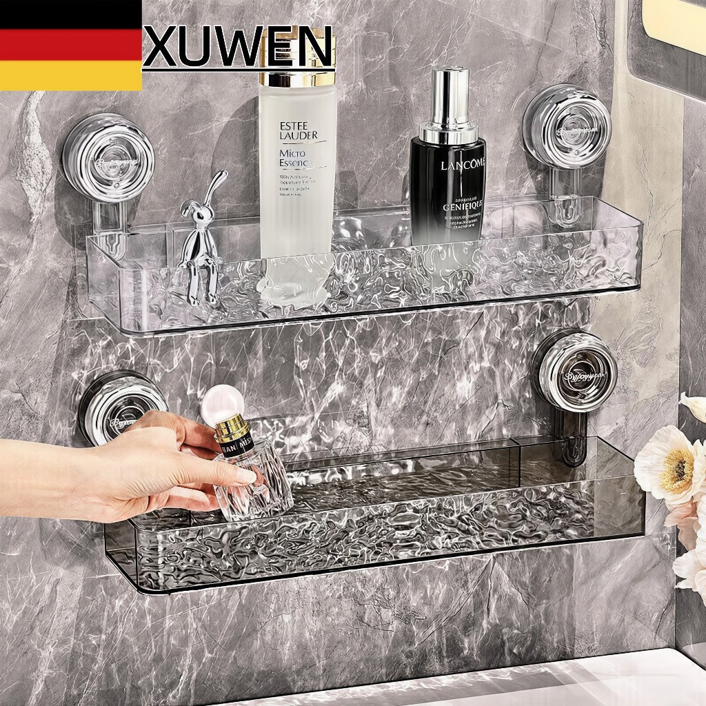 XUWEN ชั้นวางของติดผนัง ชั้นวางของห้องน้ำ ชั้นวางของห้องน้ำติดผนัง จัดเก็บห้องน้ำ ชั้นวางจัดเก็บไม่เ