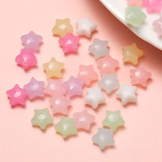 10-20ชิ้น ลูกปัดดาว สีเจลลี่ 5 แฉก ลูกปัดอะคริลิค พาสเทล น่ารักมาก สำหรับทำสายคล้องโทรศัพท์ DIY