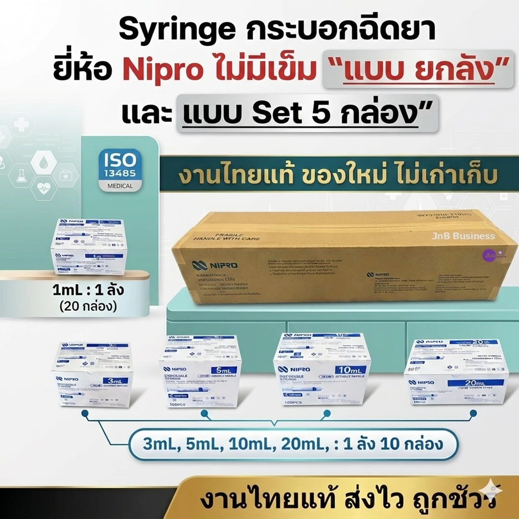 🔥[ยกลัง] Syringe Nipro งานไทยแท้ กระบอกฉีดยา นิโปร🔥 ขนาด 1, 3, 5, 10, 20mL แบบธรรมดา ไม่มีเข็ม